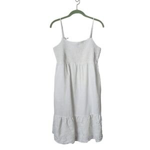 JUICY‎ COUTURE x VINTAGE Y2K linen smocked sun dress in white L